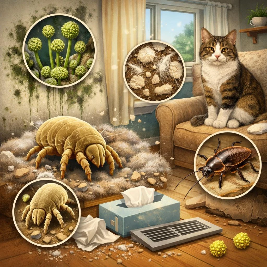 Alergeni de interior: acarieni, animale de companie si mucegai